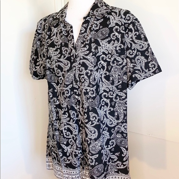 Karen Scott Women's Shirt Black  XL! Button down! - Picture 1 of 8